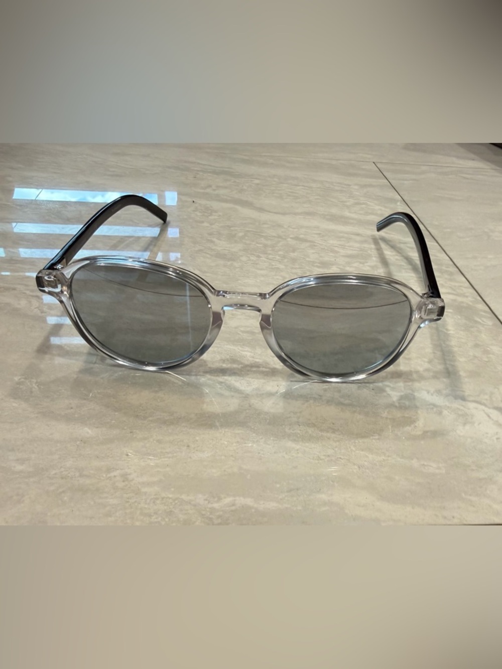 Dior Clear Frame Sunglasses with Gray mirror Lenses